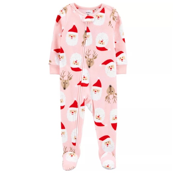 Carter’s Baby Girl Fleece Santa Pajamas Size 18 Months - Picture 1 of 8